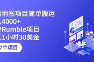 （2123期）高清地图搬运项目简单日入4000+搬砖Rumble项目每天1小时30美金 (17个项目)