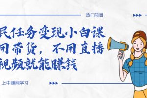 （2037期）全民任务变现小白课，不用带货，不用直播，拍视频就能赚钱