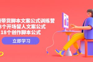 （4772期）短视频带货脚本文案公式训练营：18个开场留人文案公式，18个创作脚本公式