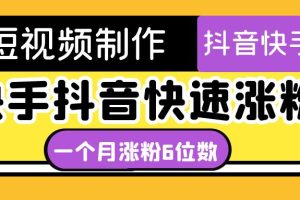 （4589期）短视频油管动画-快手抖音快速涨粉：一个月粉丝突破6位数 轻松实现经济自由