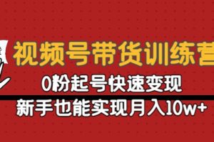 （4446期）视频号带货训练营：0粉起号快速变现，新手也能实现月入10w+