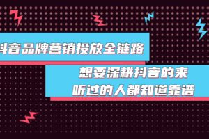 （3650期）抖音品牌营销投放全链路：想要深耕抖音的来，听过的人都知道靠谱