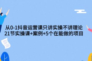 （3407期）从0-1抖音运营课只讲实操不讲理论：21节实操课+案例+5个在能做的项目