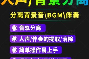 （3009期）【短视频必备】人声分离软件 背景音去除BGM人声伴奏提取消除音轨分离降噪