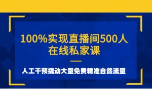 （2577期）100%实现直播间500人在线私家课，人工干预撬动大量免费精准自然流量