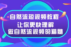 （2495期）自然流短视频教程，让你更快理解做自然流视频的精髓