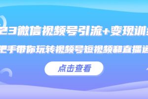 （5548期）2023微信视频号引流+变现训练营：手把手带你玩转视频号短视频和直播运营!