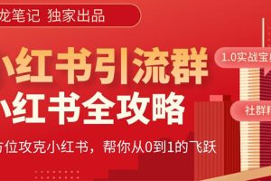 （5595期）【白龙笔记】价值980元的《小红书运营和引流课》，日引100高质量粉