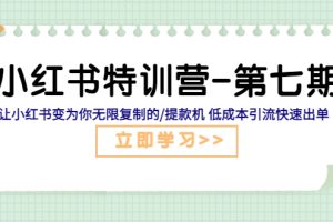 （5608期）小红书特训营-第七期 让小红书变为你无限复制的/提款机 低成本引流快速出单