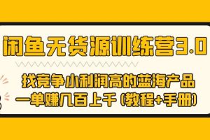 （5693期）闲鱼无货源训练营3.0 找竞争小利润高的蓝海产品 一单赚几百上千(教程+手册)