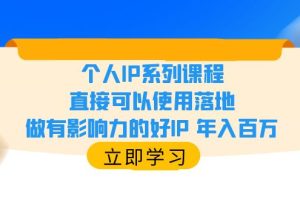 （6112期）个人IP系列课程，直接可以使用落地，做有影响力的好IP 年入百万