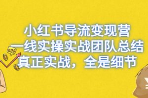 （6441期）小红书导流变现营，一线实战团队总结，真正实战，全是细节，全平台适用