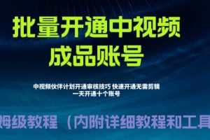 （6561期）外面收费1980暴力开通中视频计划教程，附 快速通过中视频伙伴计划的办法