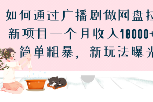 （6826期）如何通过广播剧做网盘拉新项目一个月收入18000+，简单粗暴，新玩法曝光