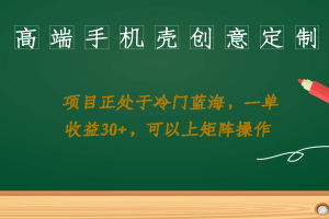 （6827期）高端手机壳创意定制，项目正处于蓝海，每单收益30+，可以上矩阵操作