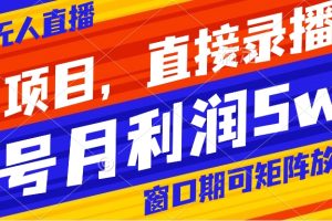 （8196期）风口项目，小红书无人直播带货，直接录播，可矩阵，月入5w+