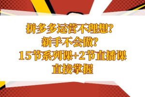 （8479期）拼多多运营不理想？新手不会做？15节系列课+2节直播课，直接掌握