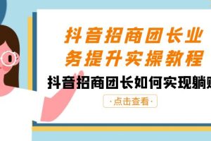 （8538期）抖音-招商团长业务提升实操教程，抖音招商团长如何实现躺赚（38节）