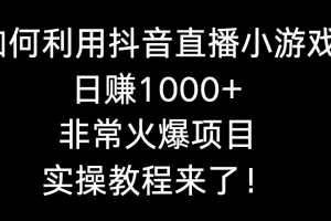 （8870期）如何利用抖音直播小游戏日赚1000+，非常火爆项目，实操教程来了！