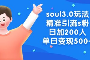 （8885期）soul3.0玩法精准引流s粉，日加200人单日变现500+