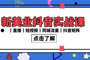 （8962期）新美业抖音实战课丨直播丨短视频丨同城流量丨抖音矩阵（30节课）