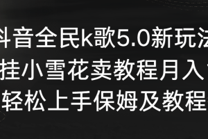 （9021期）抖音全民k歌5.0新玩法，直播挂小雪花卖教程月入10万，小白轻松上手，保…