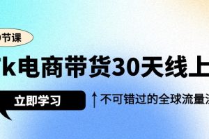 （9463期）Tk电商带货30天线上课，不可错过的全球流量洼地（29节课）