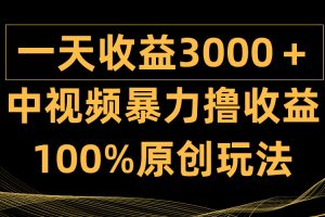 （9696期）中视频暴力撸收益，日入3000＋，100%原创玩法，小白轻松上手多种变现方式