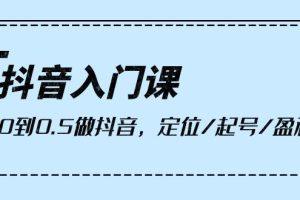 （10076期）抖音入门课，从0到0.5做抖音，定位/起号/盈利（9节课）