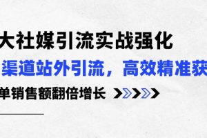 （10563期）3大社媒引流实操强化，多渠道站外引流/高效精准获客/订单销售额翻倍增长